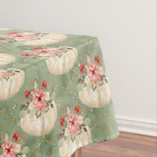 Nappe Elégante aquarelle verte Citrouille or géométrique