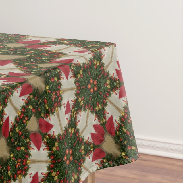 Nappe Élégante couronne de Noël Rouge Vert Kaleidoscope (In Situ)
