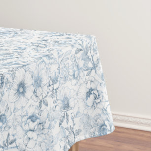 Nappe élégante en chinoiserie florale bleu poussié