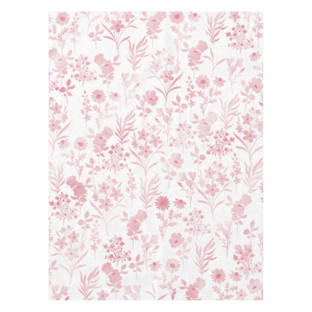 Nappe Elégante Rose de fleurs d'or Blanc Botanique (Devant)
