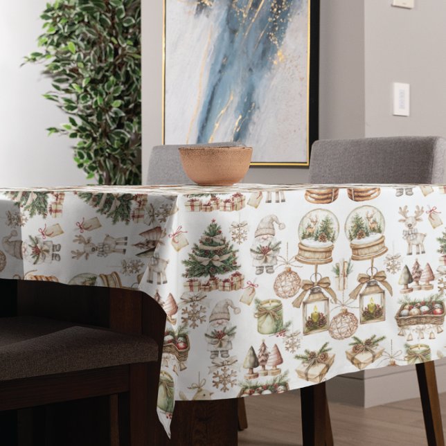Nappe Élégante scène hivernale avec ornements et oiseaux (Créateur téléchargé)