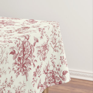 Nappe Élégante Toile Vintage Rouge Floral