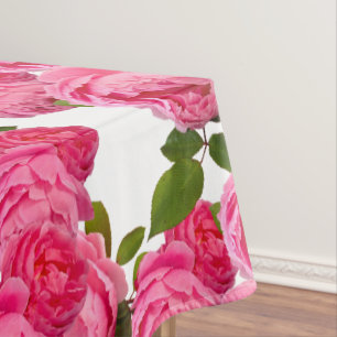 Nappe Élégantes roses roses sur fond floral blanc 