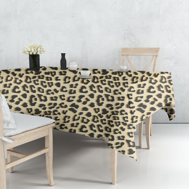 Nappe Empreinte de léopard Tan (Tan Leopard Print Tablecloth by Looly Elzayat
)