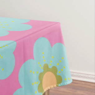 Nappe Énorme Fleurs Hippie Bleues