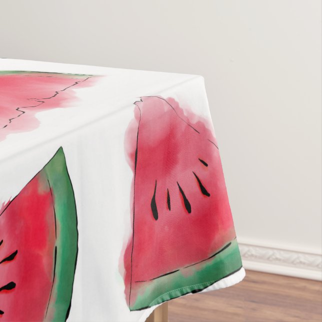 Nappe Eté Rouge Vert pastèque Motif d'aquarelle (In Situ)
