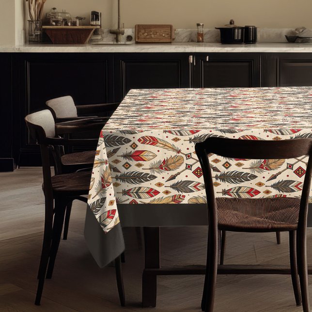 Nappe ethnique avec plume et motif Arrow (Ethnic Tablecloth with Feather and Arrow Motif)