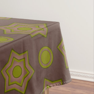Nappe Étoiles et cercles en brun et vert