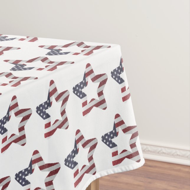 Nappe Étoiles et rayures USA Star Motif Patriotique Blan (In Situ)