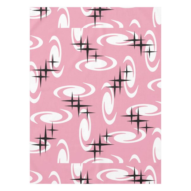 Nappe Étoiles rétro de l'âge atomique Motif rose (Devant)