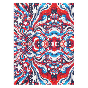 Nappe Étoiles rouges, blanches et bleues et rayures patr