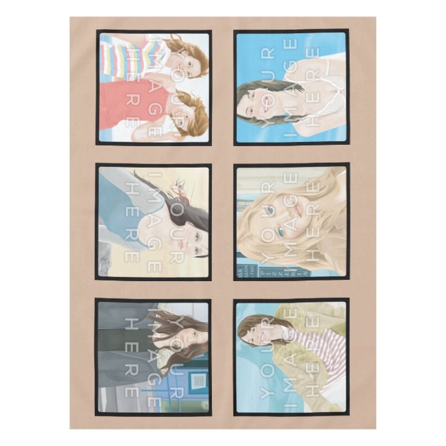 Nappe faite sur commande beige de coton (Devant)