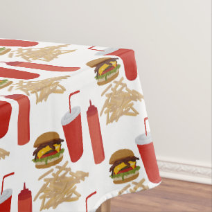 Nappe Fast Food Burger Fries Motif BBQ Pique-nique