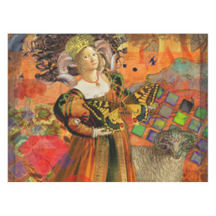 Nappe Femme Bélier Orange : Collage d'art antique gothiq