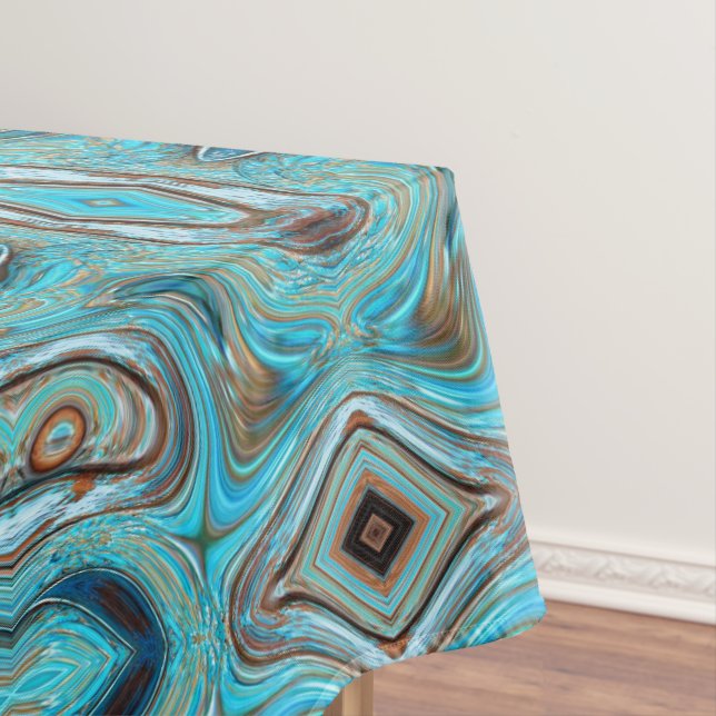 Nappe ferme bleu turquoise Tourbillons turquoise à grain (In Situ)