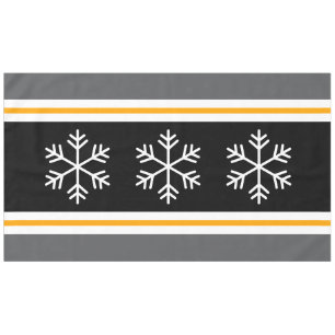 Nappe Festin Gris Noir Blanc Noir Nordic Snowflakes Stri