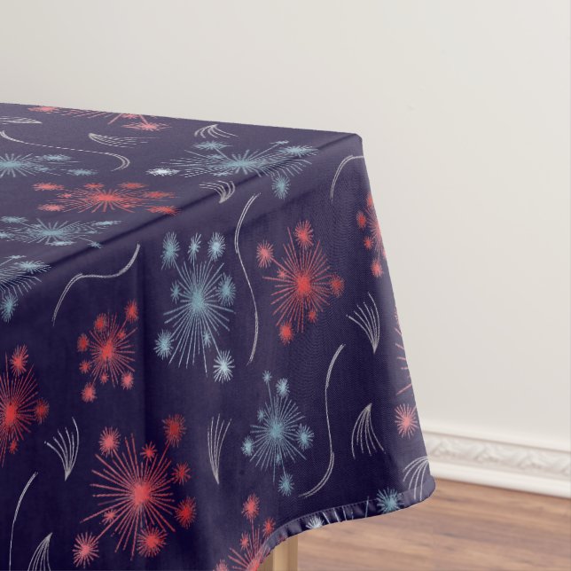 Nappe Festive Rouge, Bleu et Argent feux d'artifice (In Situ)