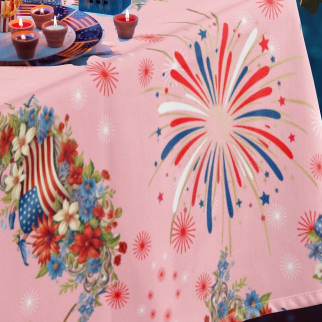 Nappe Fête de l'Indépendance aux feux d'artifice roses  (Créateur téléchargé)