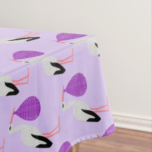 Nappe Fête de naissance bébé cigogne genre neutre Violet