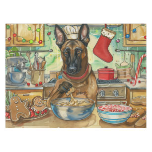 Nappe Fête de Noël avec Malinois Belge : Pâtisserie fest
