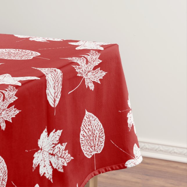 Nappe Feuilles d'automne - rouge profond et blanc (In Situ)