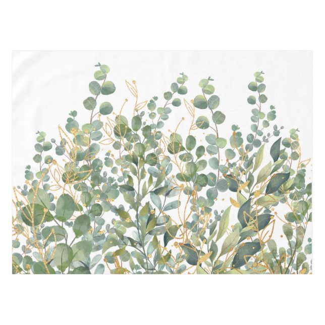 Nappe Feuilles D'Eucalyptus Botanique Or Et Vert (Devant (Horizontal))