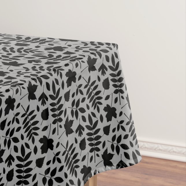 Nappe Feuilles tombés Rpt Motif noir sur gris (In Situ)