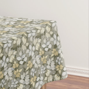 Nappe Feuilles Vertes Blanches & Grises