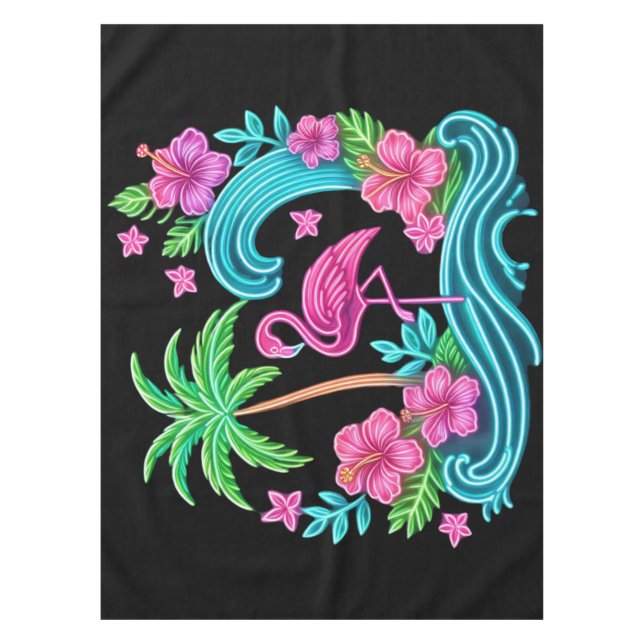 Nappe Flamant rose de néon tropical (Devant)