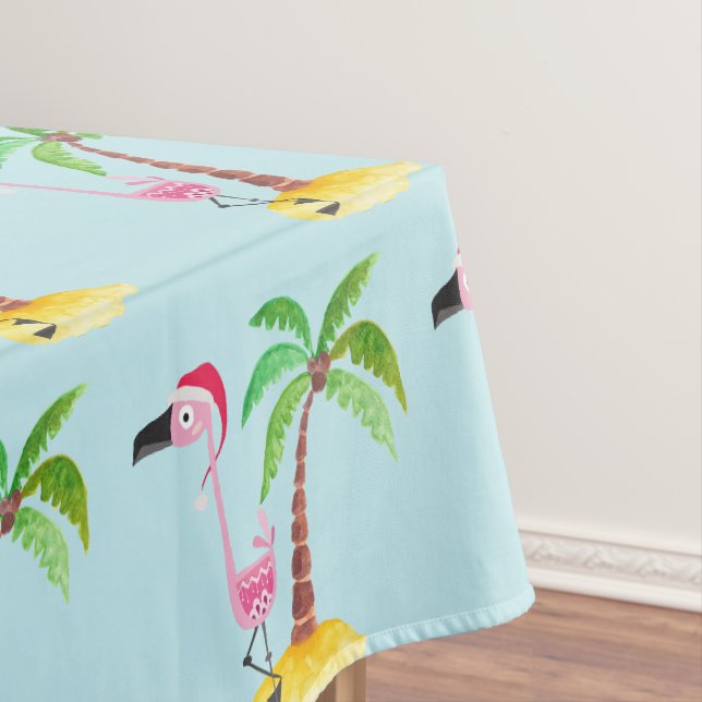 Nappe Flamant rose rose Whimsical Motif de Noël tropical (In Situ)