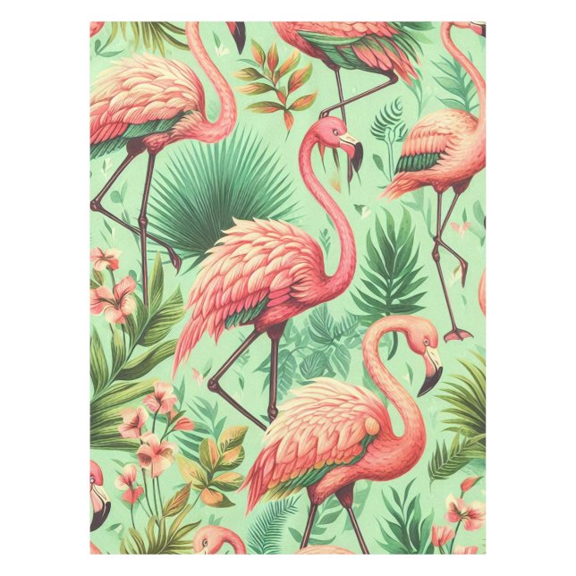 Nappe Flamants roses roses vintages (Devant)