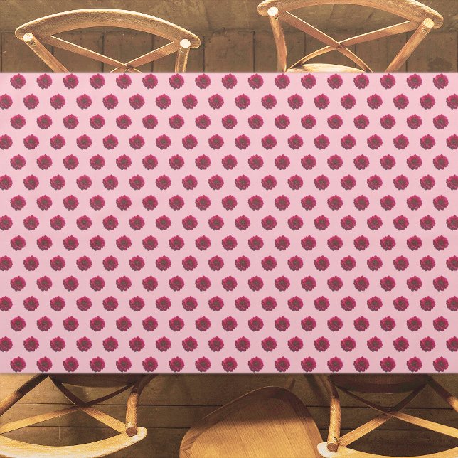 Nappe Fleur Dahlia rose profond Motif sans couture sur (Deep pink Dahlia flower seamless pattern on tablecloth)