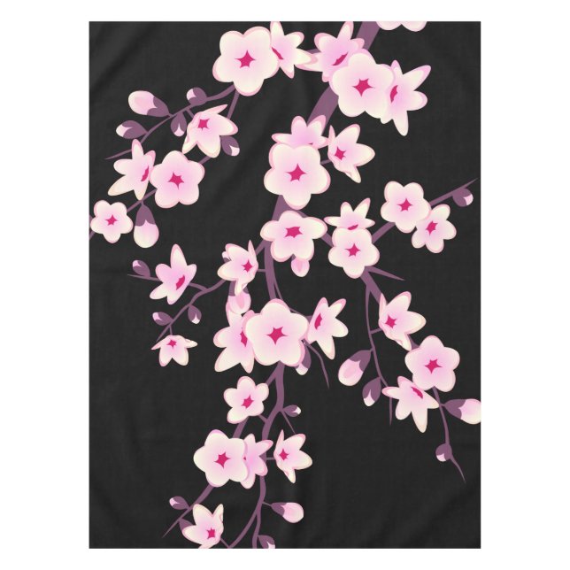 Nappe Fleur de cerisier noir rose et bandes d'or (Devant)