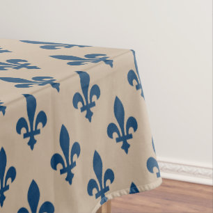 Nappe Fleur de Lis Motif, Royal French Blue sur Crème