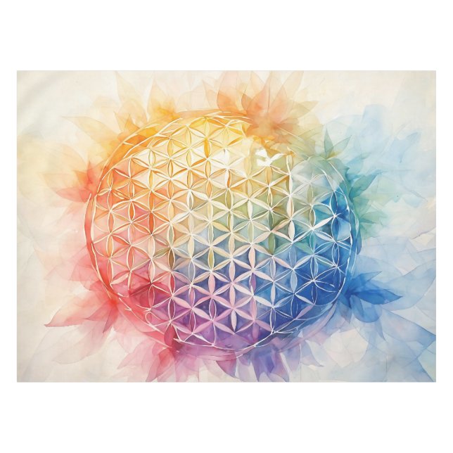 Nappe Fleur de vie - Peinture aquarelle (Devant (Horizontal))