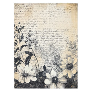 Nappe Fleur rustique et calligraphie - Papier Brown viei