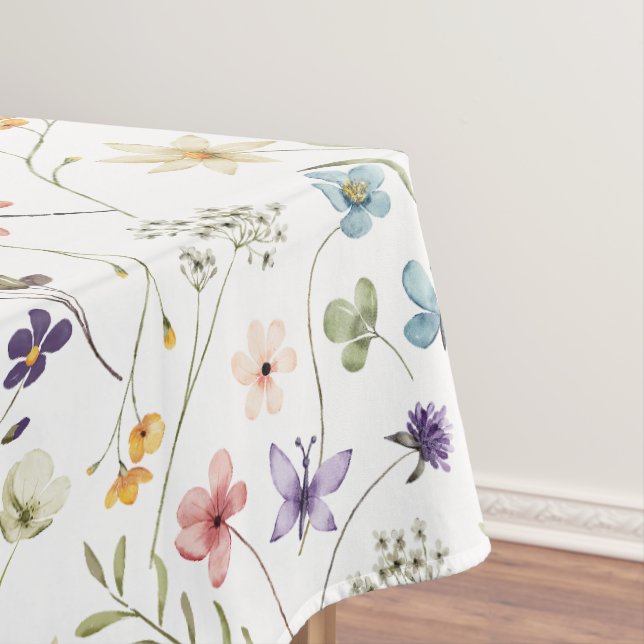 Nappe Fleur sauvage Aquarelle Et Motif Papillons (In Situ)