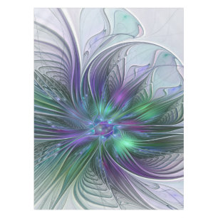 Nappe Fleur vert violet Art Abstrait moderne Fractal