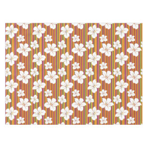 Nappe Fleurs blanches sur un arrière - plan rayé