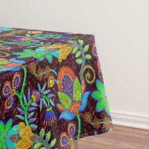Nappe Fleurs colorées rétro Motif Faux perles de verre