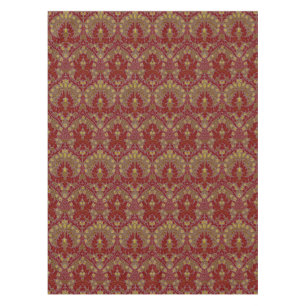 Nappe Fleurs d'Automne Vintage Rouge Or William Morris