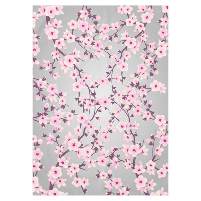 Nappe Fleurs de cerisier rose gris Asie Floral (Devant)