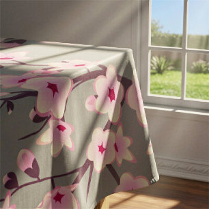 Nappe Fleurs de cerisier roses gris floral Asie