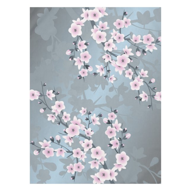 Nappe Fleurs de cerisiers bleus roses et sombres (Devant)