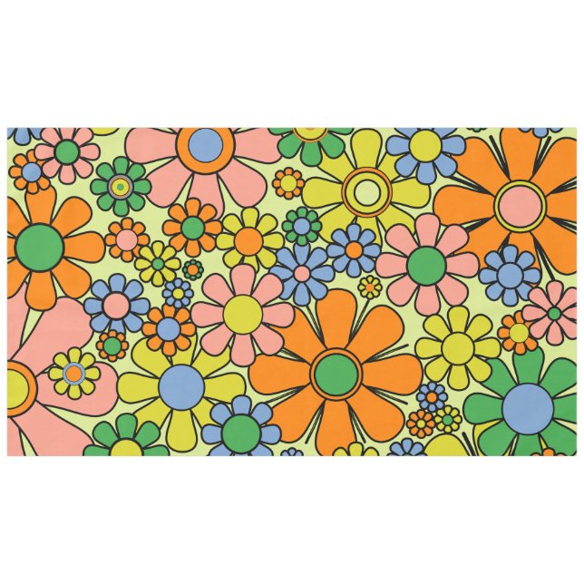 Nappe Fleurs de Jardin Rétro 60s les années 70 Printemps (Devant (Horizontal))