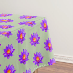 Nappe Fleurs de Lotus violettes sur Laurel Green