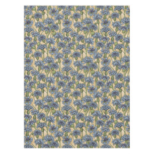 Nappe Fleurs de maïs bleues, fleurs sauvages sur le jaun