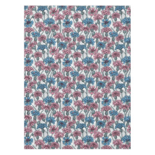 Nappe Fleurs de maïs roses et bleues, fleurs sauvages su