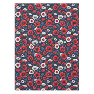Nappe Fleurs de pavot rouge et blanc vibrantes