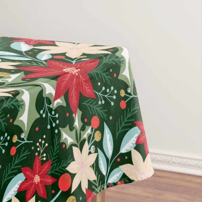 Nappe Fleurs de Poinsettia et Noël Feuille (In Situ)